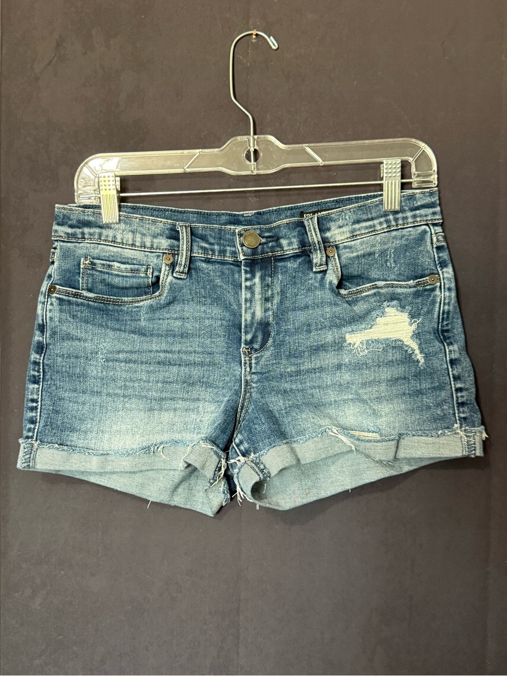 Blank NYC Distressed Rolled Hem Jean Shorts - Blue Denim